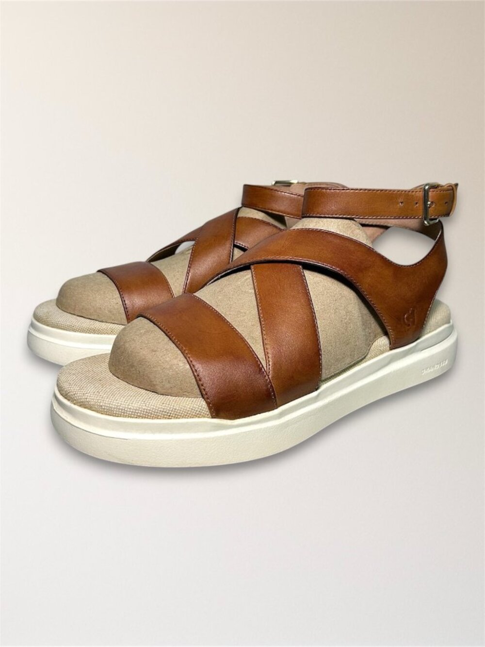 Cole Haan GrandPro Rally Castine Comfort Platform Sandals Brown 9B Resort Travel